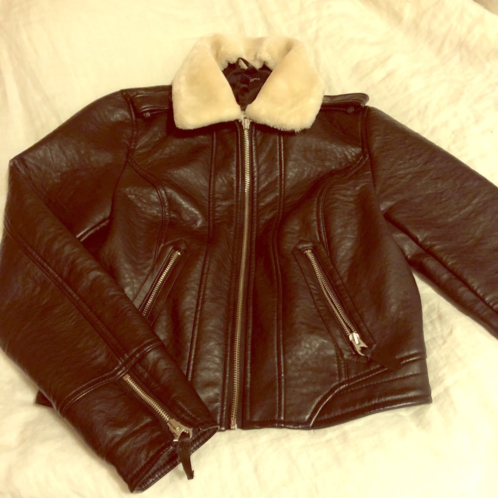 CLOSET CLEAROUT Vintage AE Bomber Faux Leather Jacket